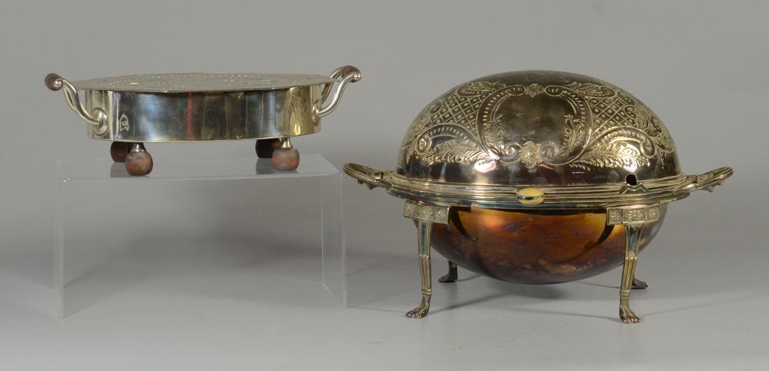 Ovoid silver plated serving dish with revolving top (1 of 6)