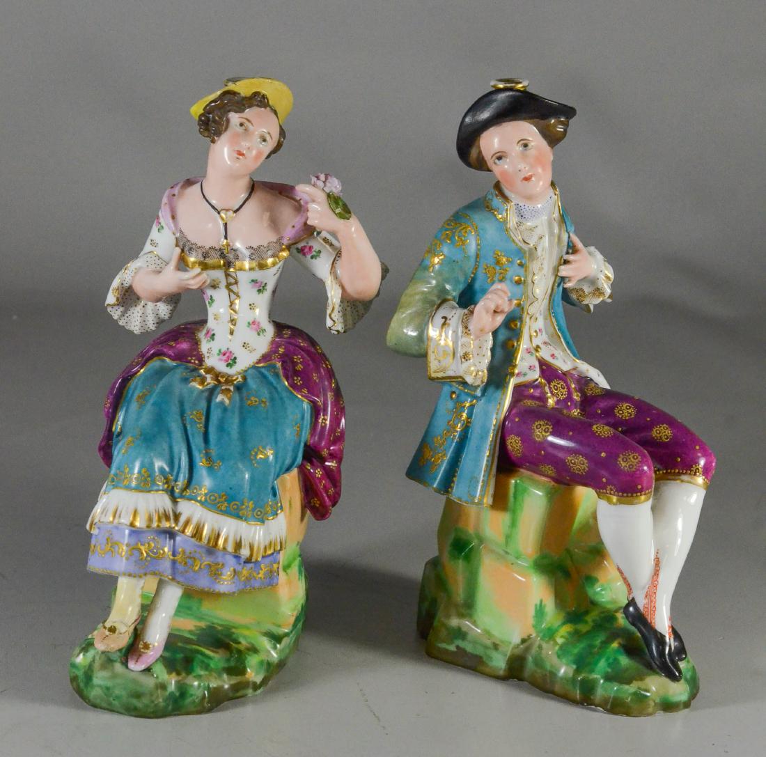 Pair of Paris porcelain figural scent bottles (1 of 6)