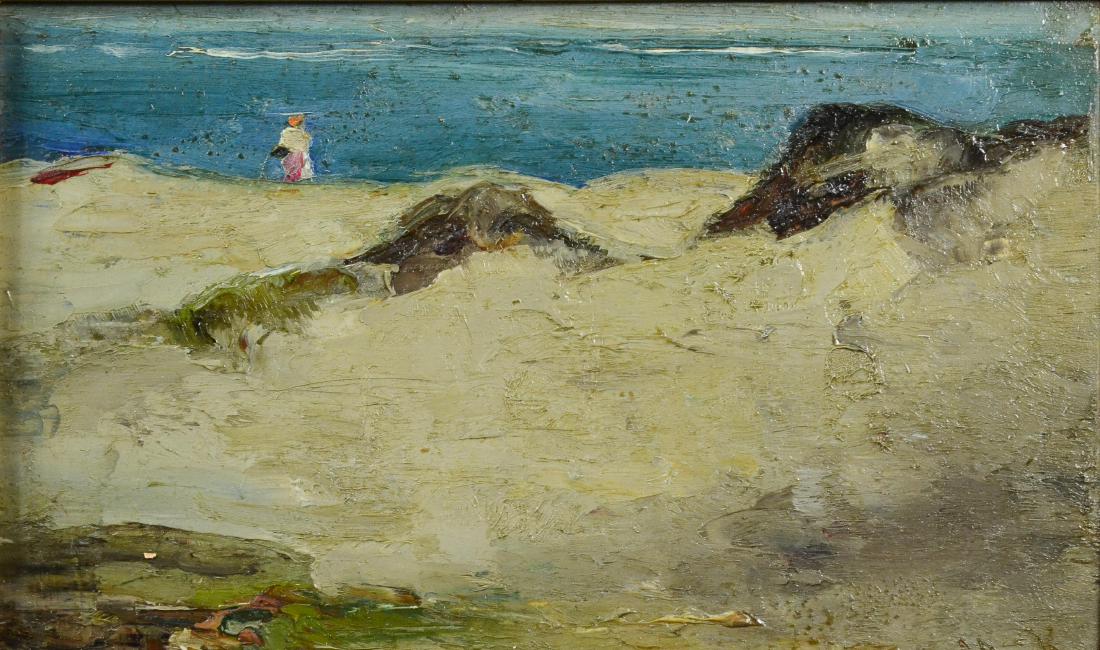 Mary Kremelberg, oil on wood panel Beach Scene (1 of 6)