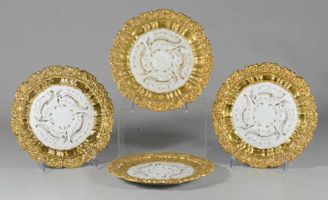 (4) Meissen porcelain round gilt decorated plates (1 of 2)