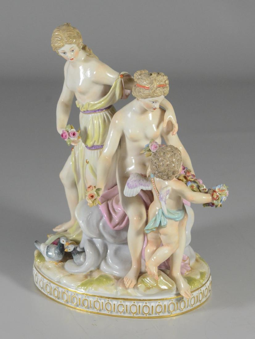 Meissen porcelain group of two maidens & cupid (1 of 8)