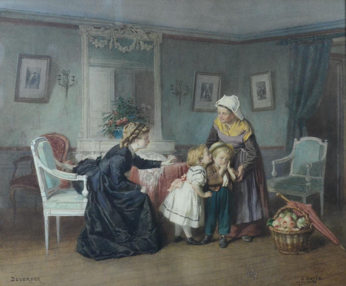 Gustav David after Theophile E Duverger, watercolor (1 of 6)