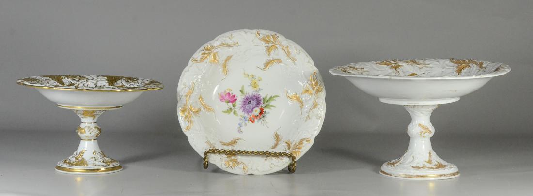 Two graduated Meissen porcelain compotes & plate (1 of 5)
