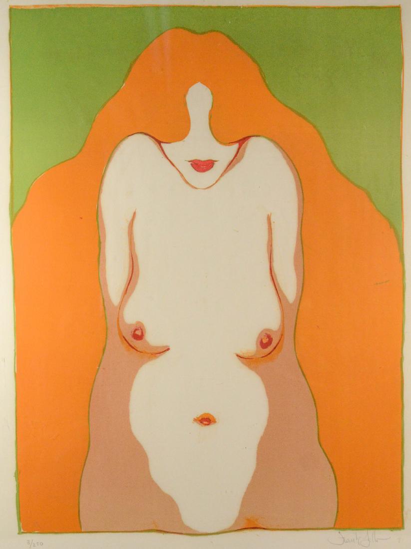 Frank Gallo, serigraph print of a female nude: Frank Gallo (American, b 1933), serigraph print of a female nude, pencil signed lower right, edition 8/250, 25-3/4" x 19" image, framed size 30-3/8" x 22-3/4"