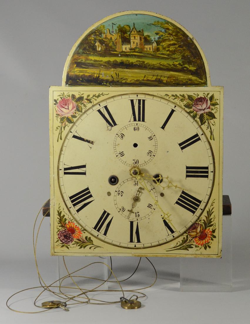 Brass 8 day tall clock movement, painted dial (1 of 7)