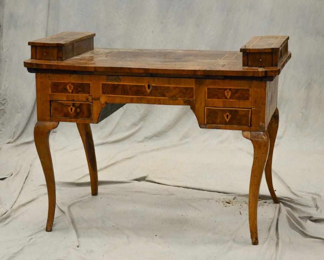 Continental banded & burled walnut writing desk, pro (1 of 9)