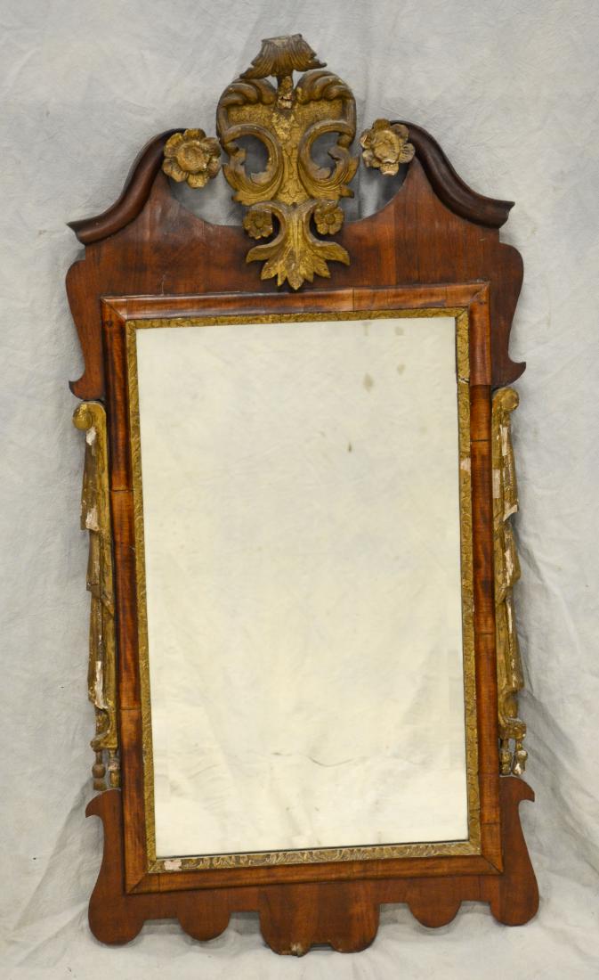 Georgian wall mirror, floral and plume gilt carved c (1 of 1)