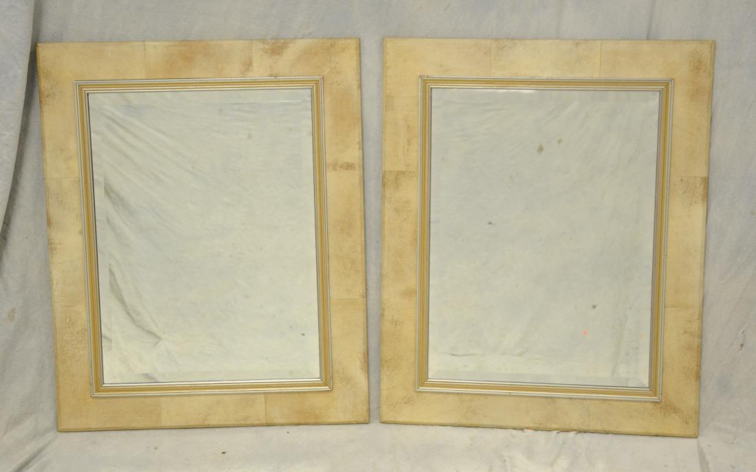 Pair parchment and gilt framed mirrors, 20th c, parc (1 of 2)