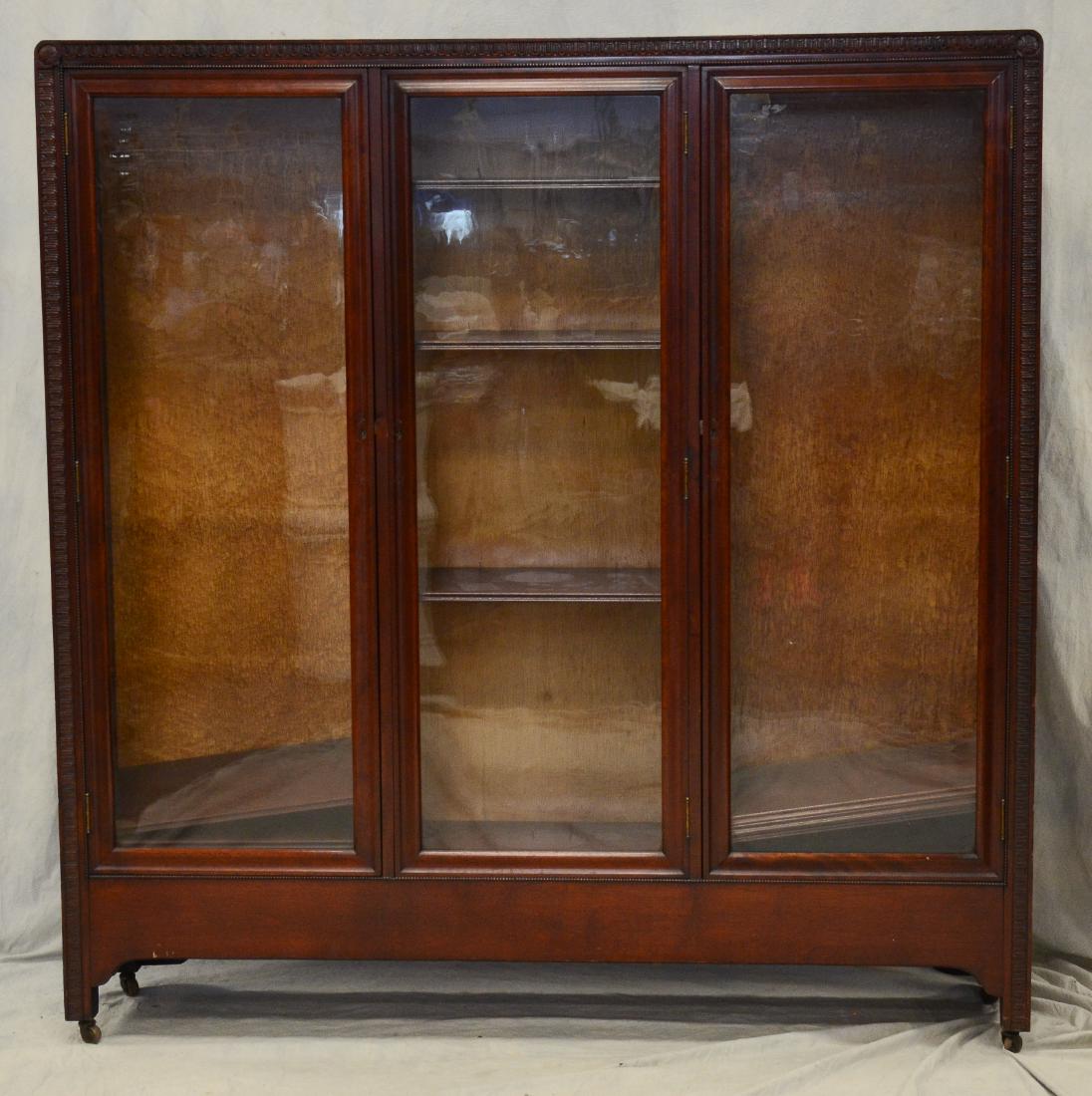 Mahogany 3 door bookcase, c 1900, 62"h x 62"w x 13 1 (1 of 1)