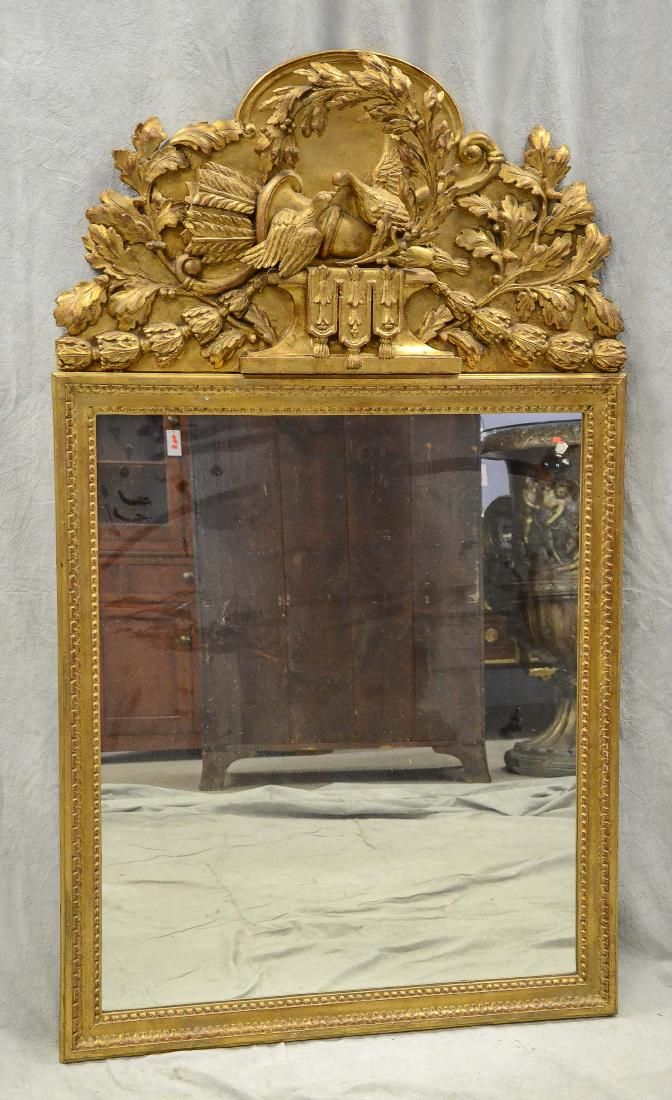 Italian style gilt carved hanging wall mirror, crest (1 of 5)