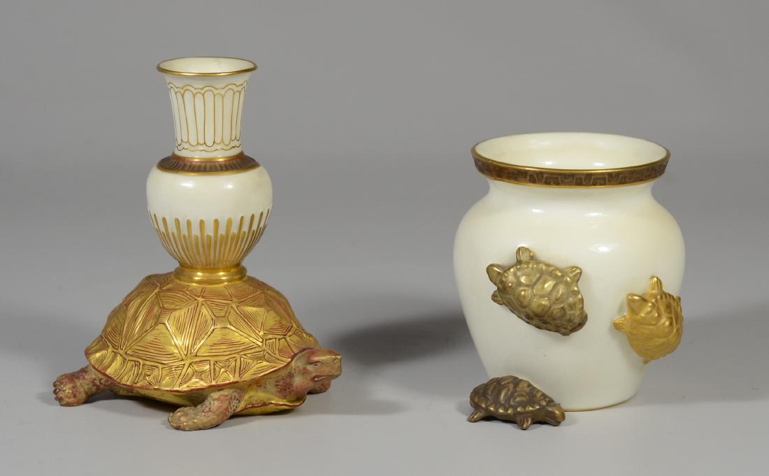 (2) pcs Royal Worcester porcelain with turtles (1 of 5)