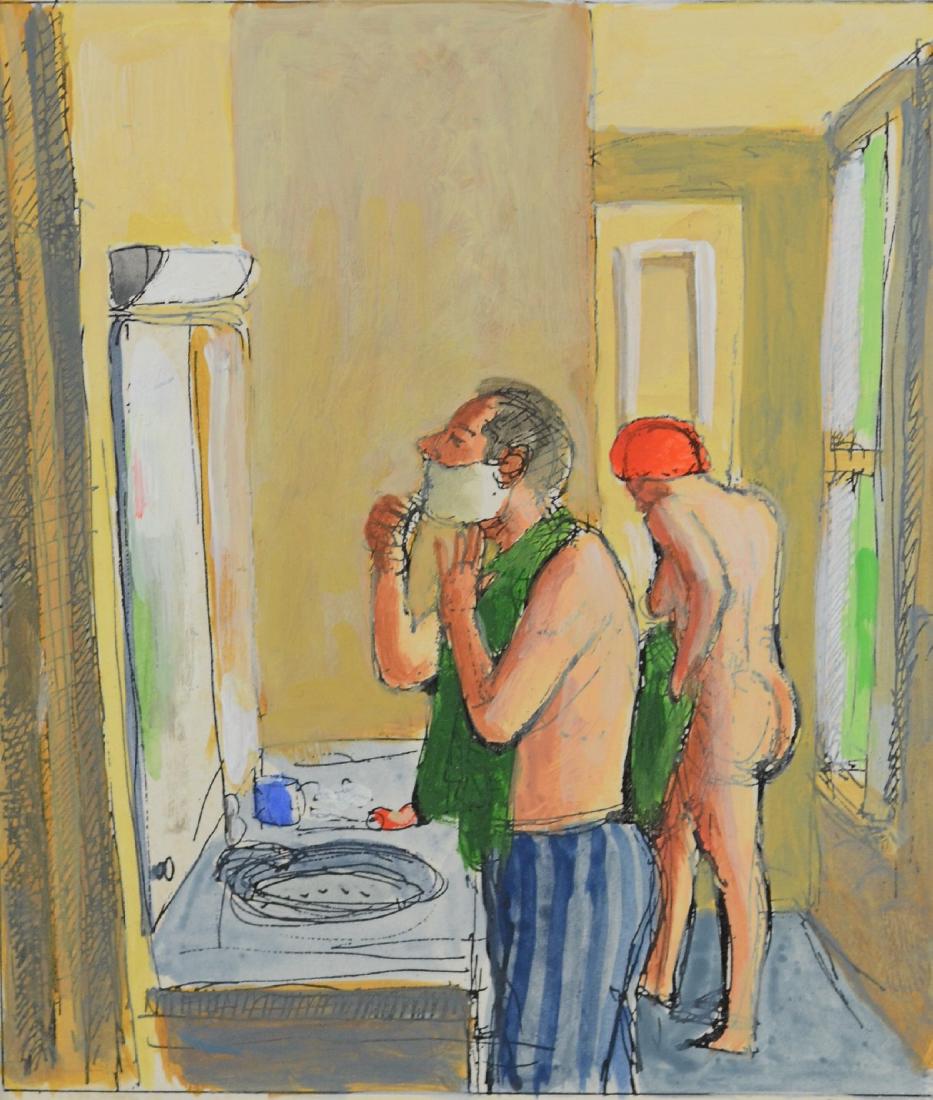John Mart Opie, mixed media on paper Morning Shave (1 of 5)