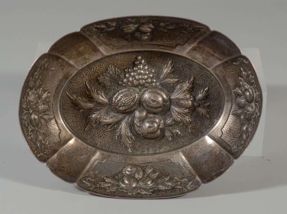 Sterling silver repousse fruit bowl; Dutch hallmarks; (1 of 4)