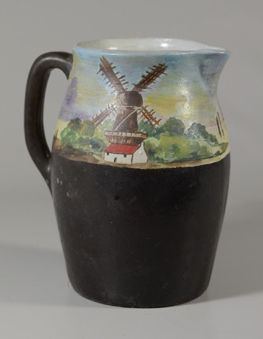 Antique hand painted pottery pitcher with windmill (1 of 7)