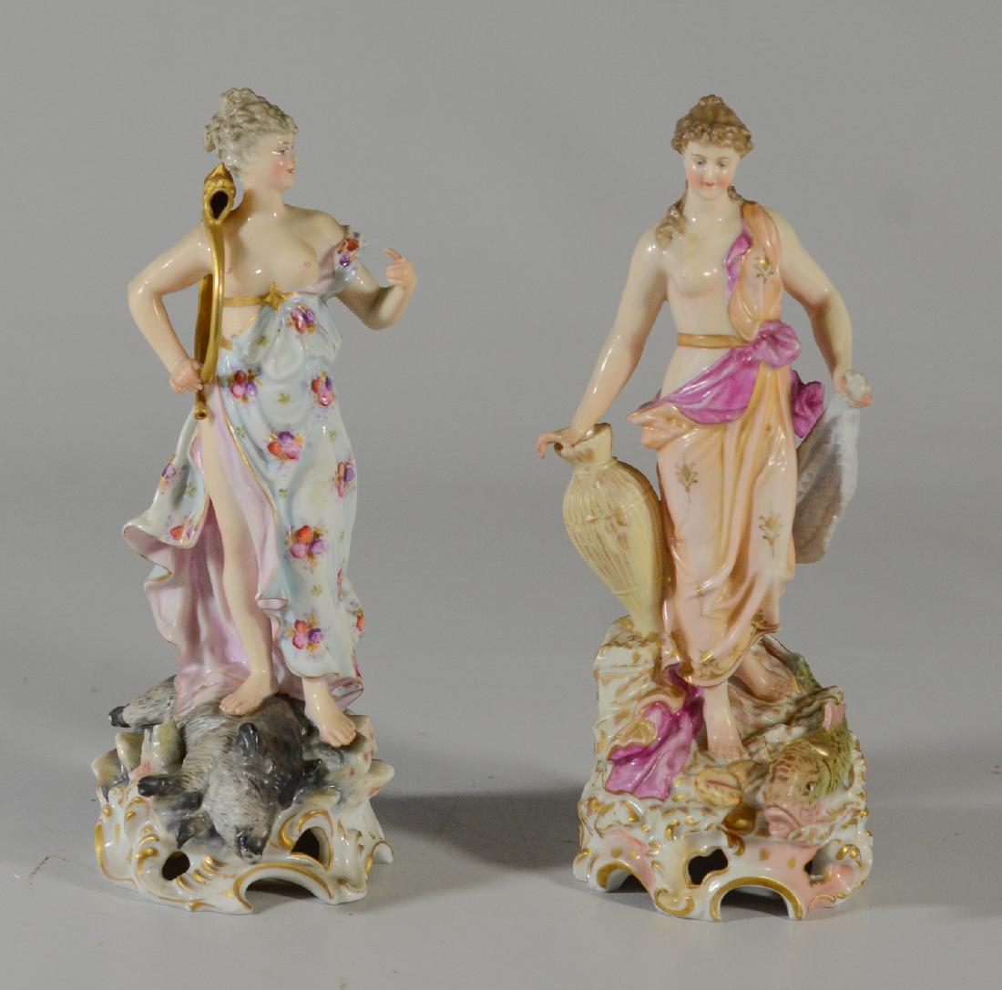 (2) Antique porcelain Moore decorative figurines w/ (1 of 4)