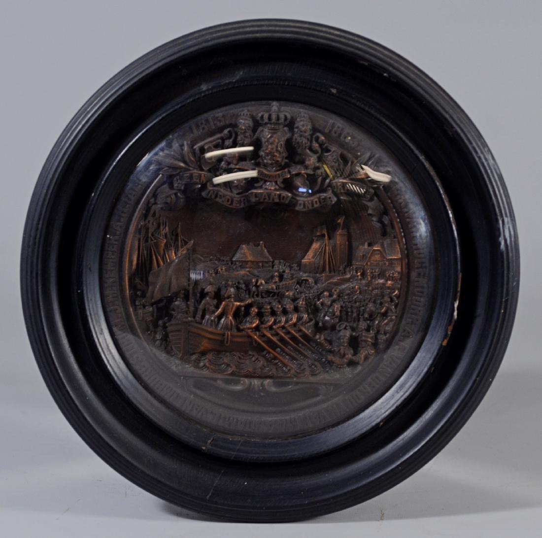 Dutch copper commemorative plaque, Arrival of King W (1 of 4)