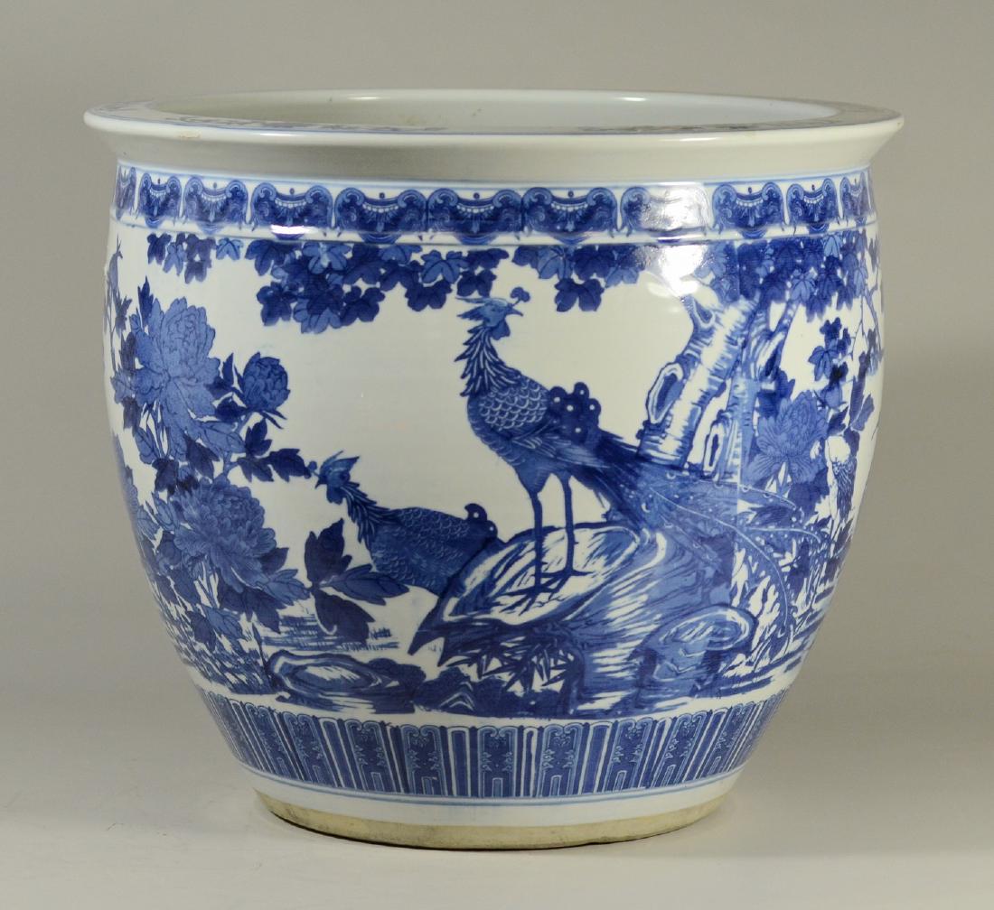 Chinese blue and white porcelain jardiniere, birds i (1 of 8)