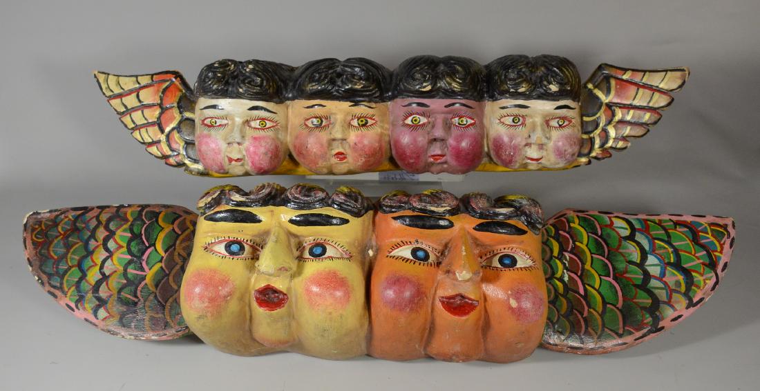 (2) Mexican folk art carved and painted wall hanging (1 of 1)