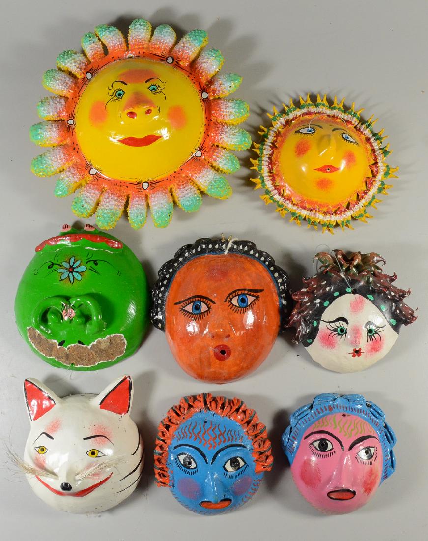 (8) Mexican folk art painted coconut masks (1 of 1)