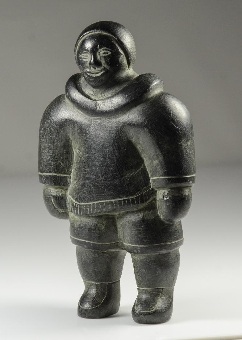 Vintage Inuit steatite stone figure, 8-1-2" h (1 of 8)