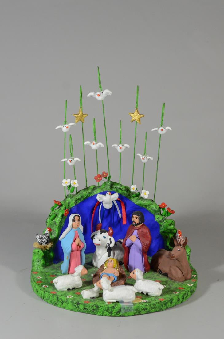 Mexican pottery folk art Nativity set, unsigned (1 of 2)