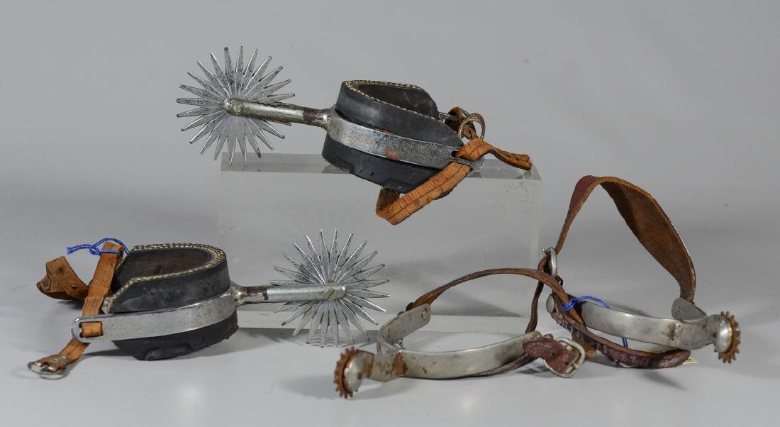 2 Pair Vintage Spurs Metal & Leather Unmarked (1 of 1)