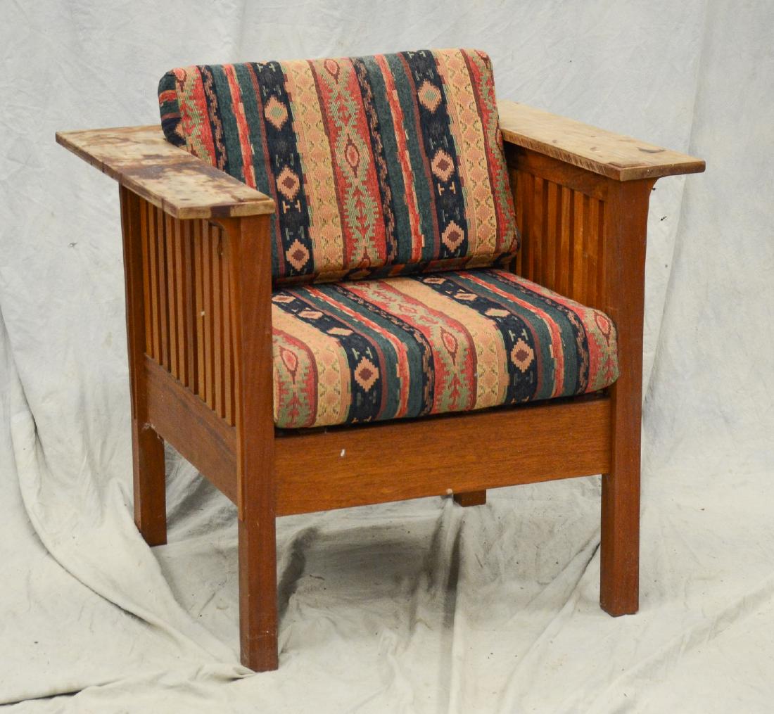 Arts and Crafts style slatted lounge chair
