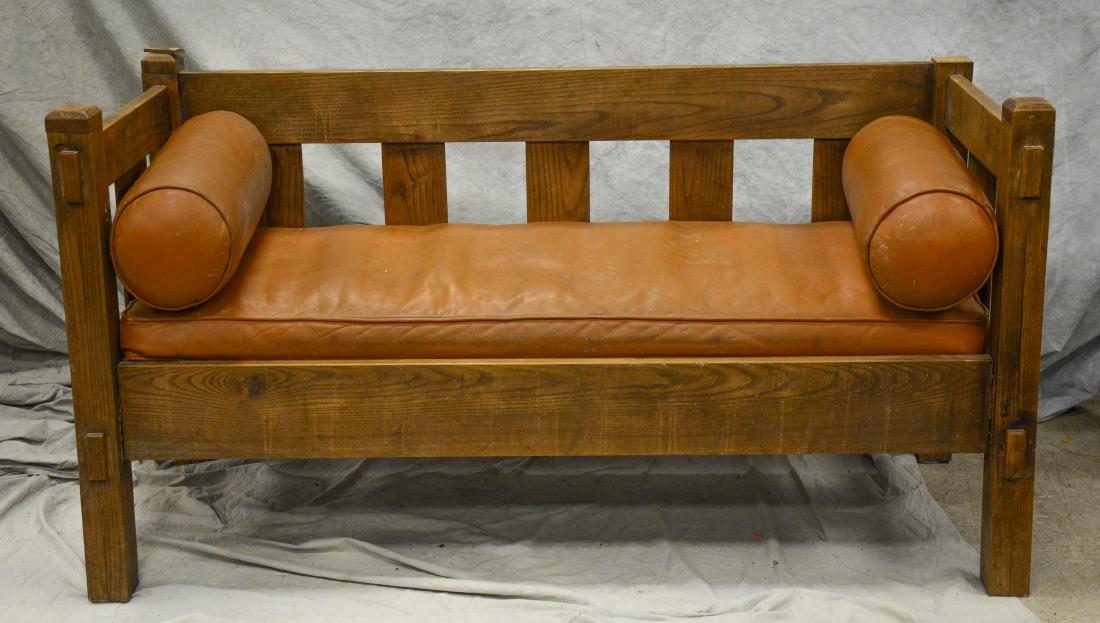 Arts and Crafts style sofa, slatted back and sides (1 of 1)