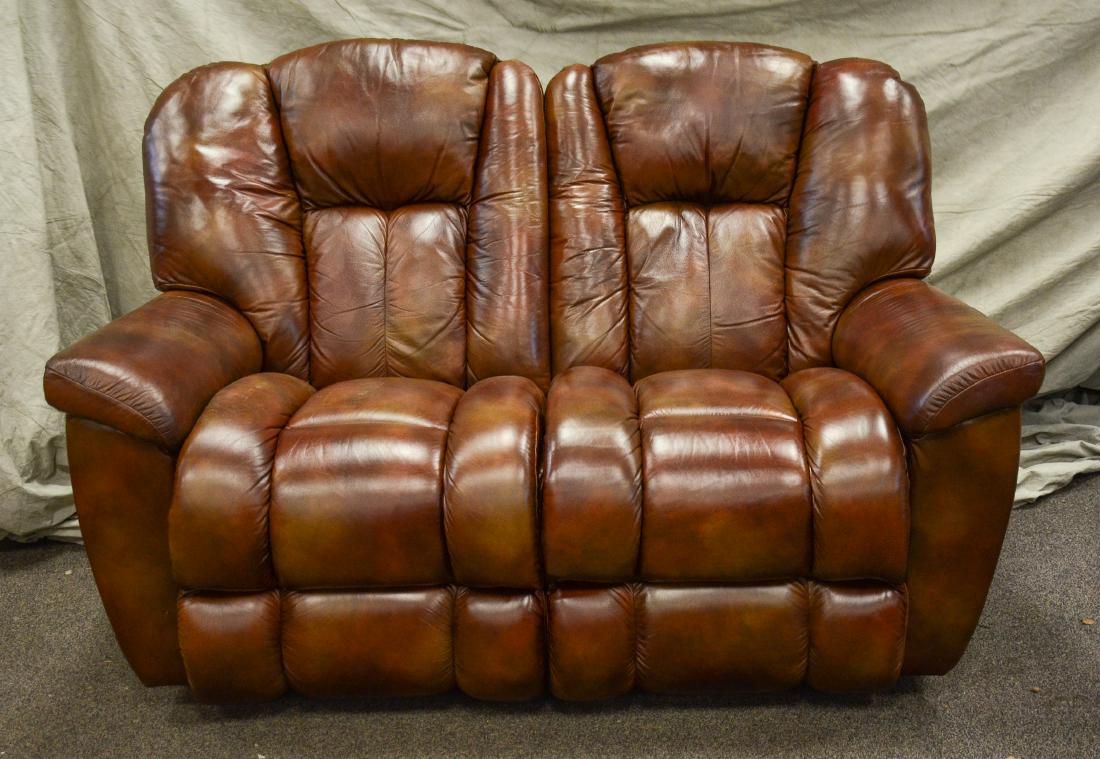 Lazy Boy reclining brown leather loveseat (1 of 1)
