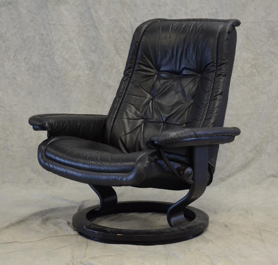 Black leather Ekornes Norway swivel recliner, some w (1 of 1)