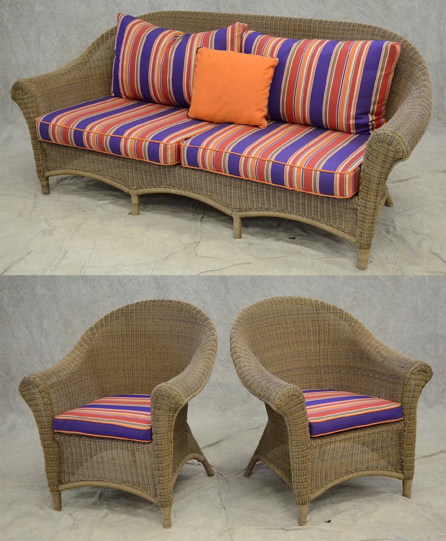 (3) pc Restoration Hardware outdoor wicker set (1 of 4)