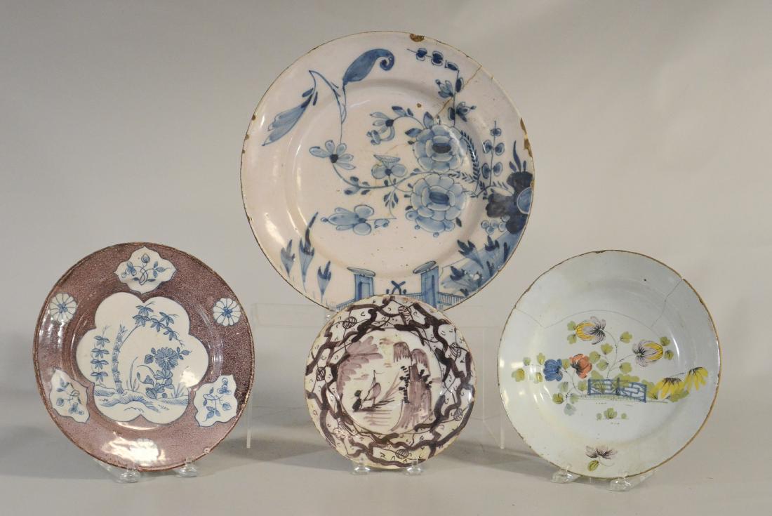 4 Pcs English Delft tin glazed pottery (1 of 6)