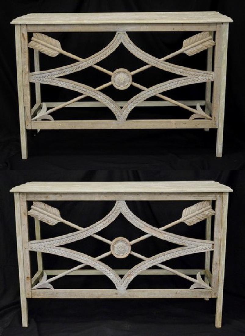 Pair of Painted French style console tables (1 of 3)