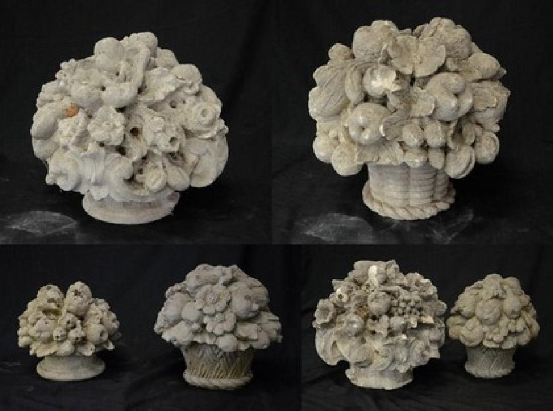 (6) Cast stone fruit & vegetable floral yard ornaments (1 of 5)