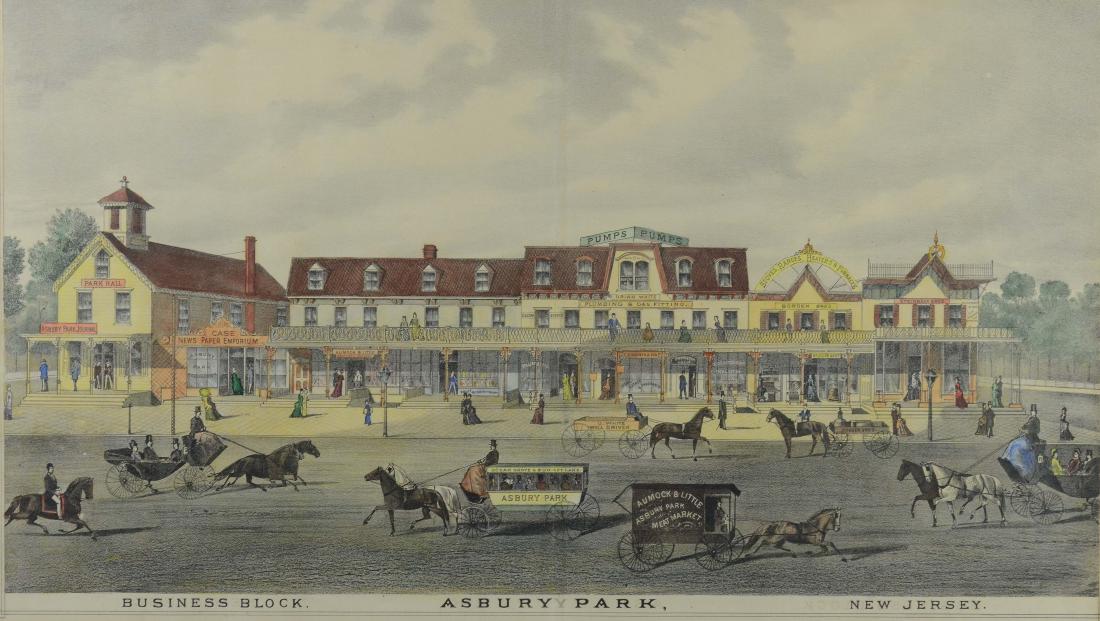 "Business Block, Asbury Park, NJ hand-colored litho (1 of 2)