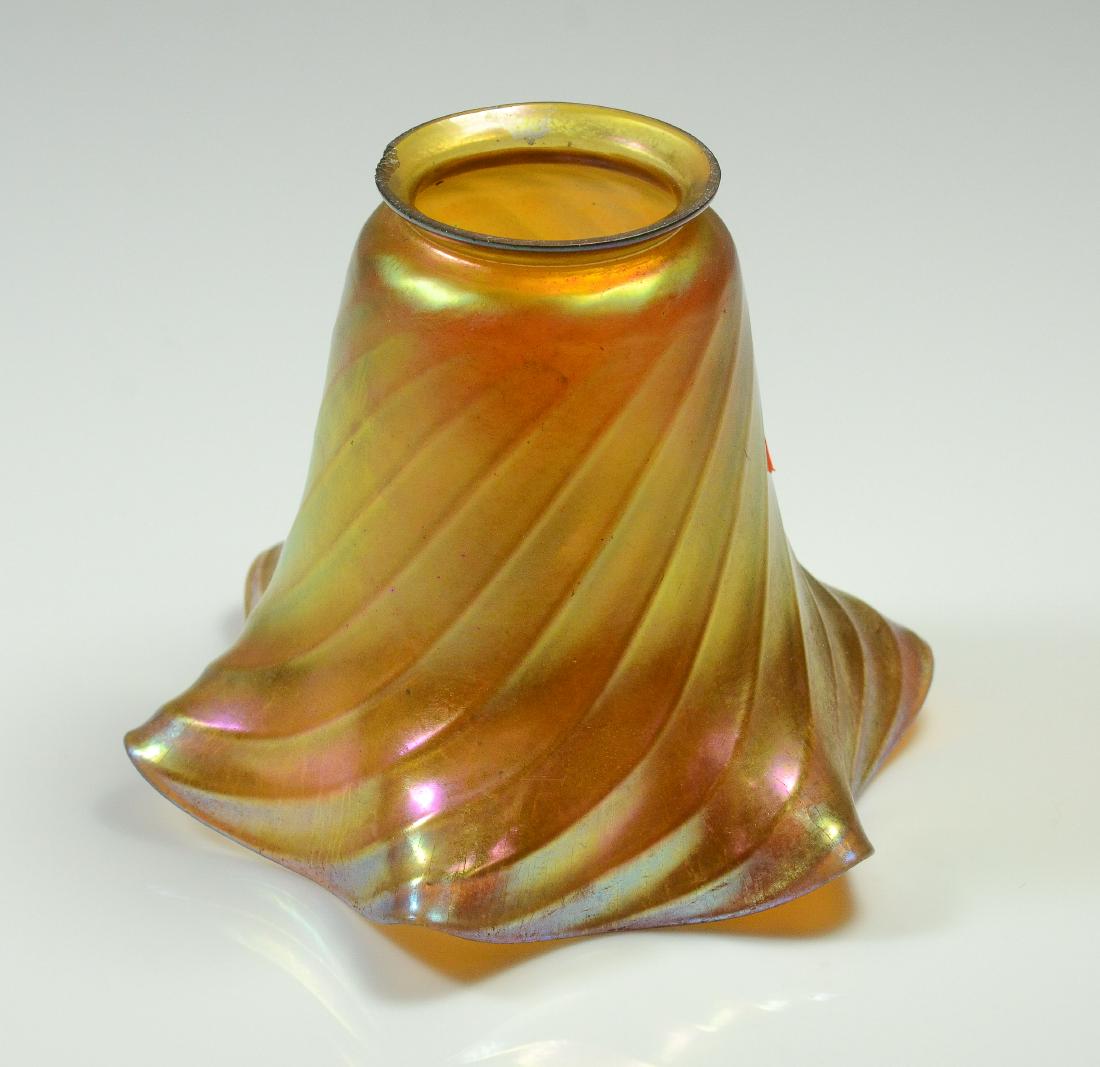 Signed Steuben Aurene fluted shade (1 of 1)