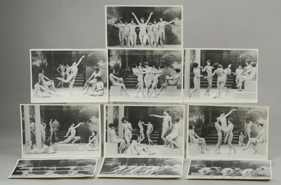 10 photo prints, female nude stage dancers: Lot of 10 photographic prints of ca 1920 female nude stage dancers, each 6-7/8" x 9-7/8", good condition