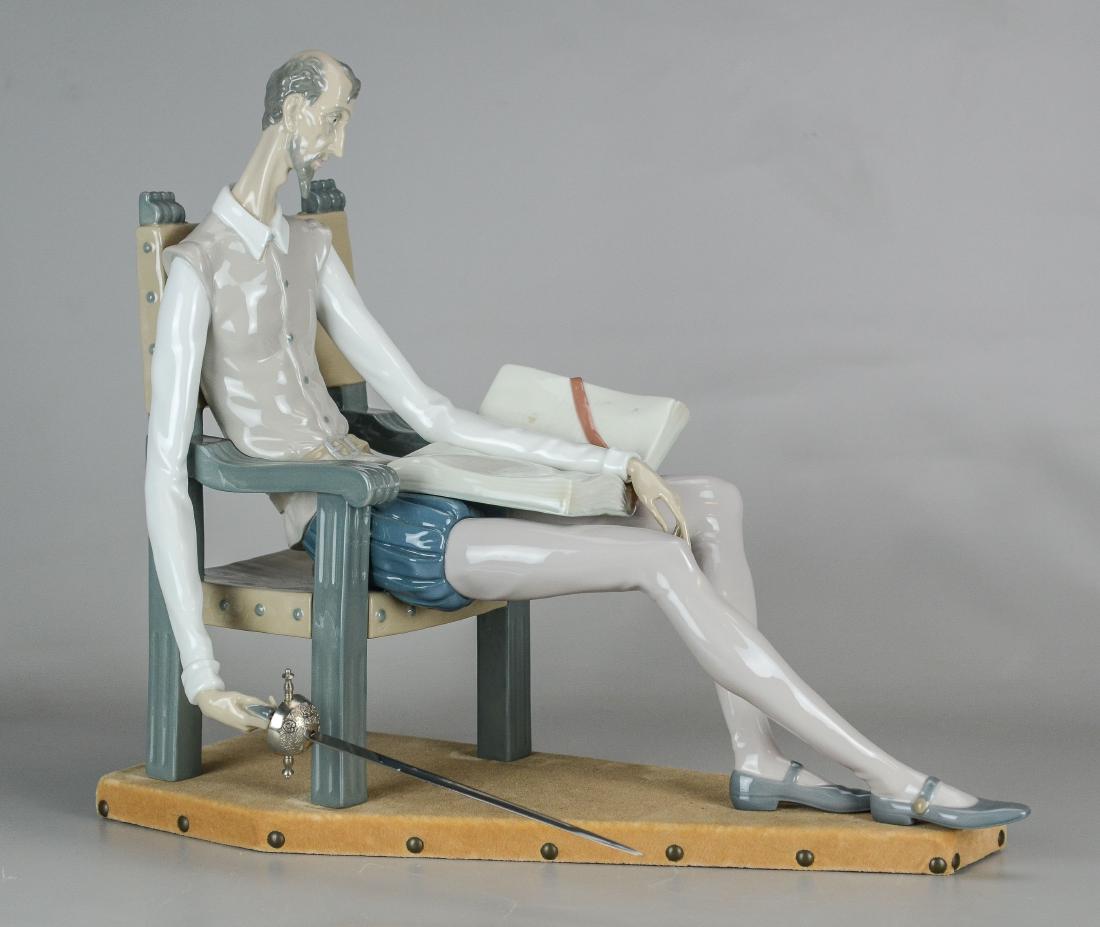 Lladro Don Quixote figurine reading book with sword