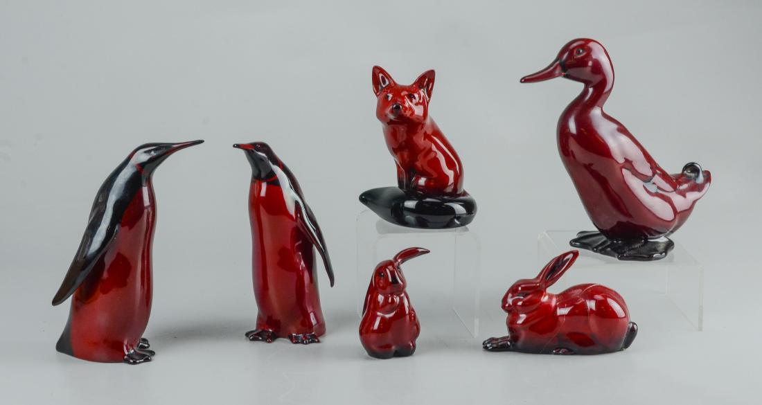 (6) Royal Doulton flambe pottery animals (1 of 6)