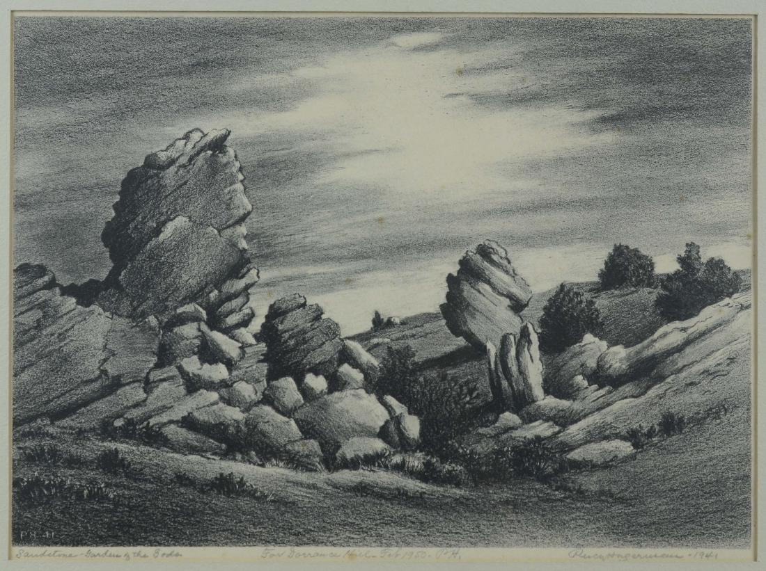 Percy Hagerman, lithograph of Western landscape (1 of 5)