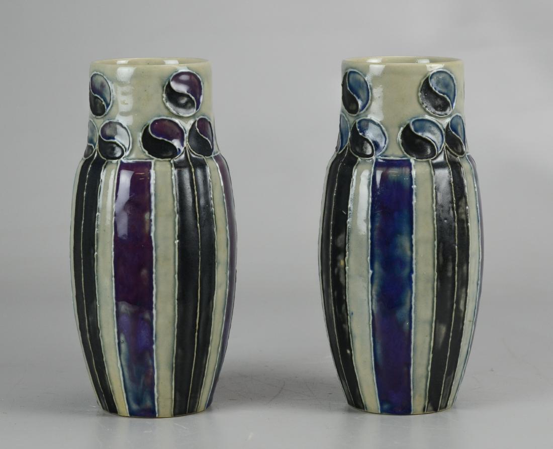 Pr Doulton stoneware vases (1 of 2)