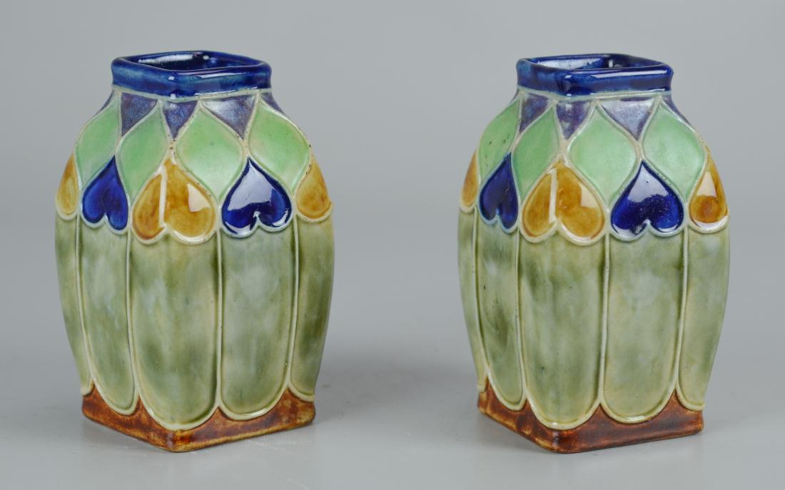 Pr Doulton Lambeth decorated stoneware vases (1 of 2)