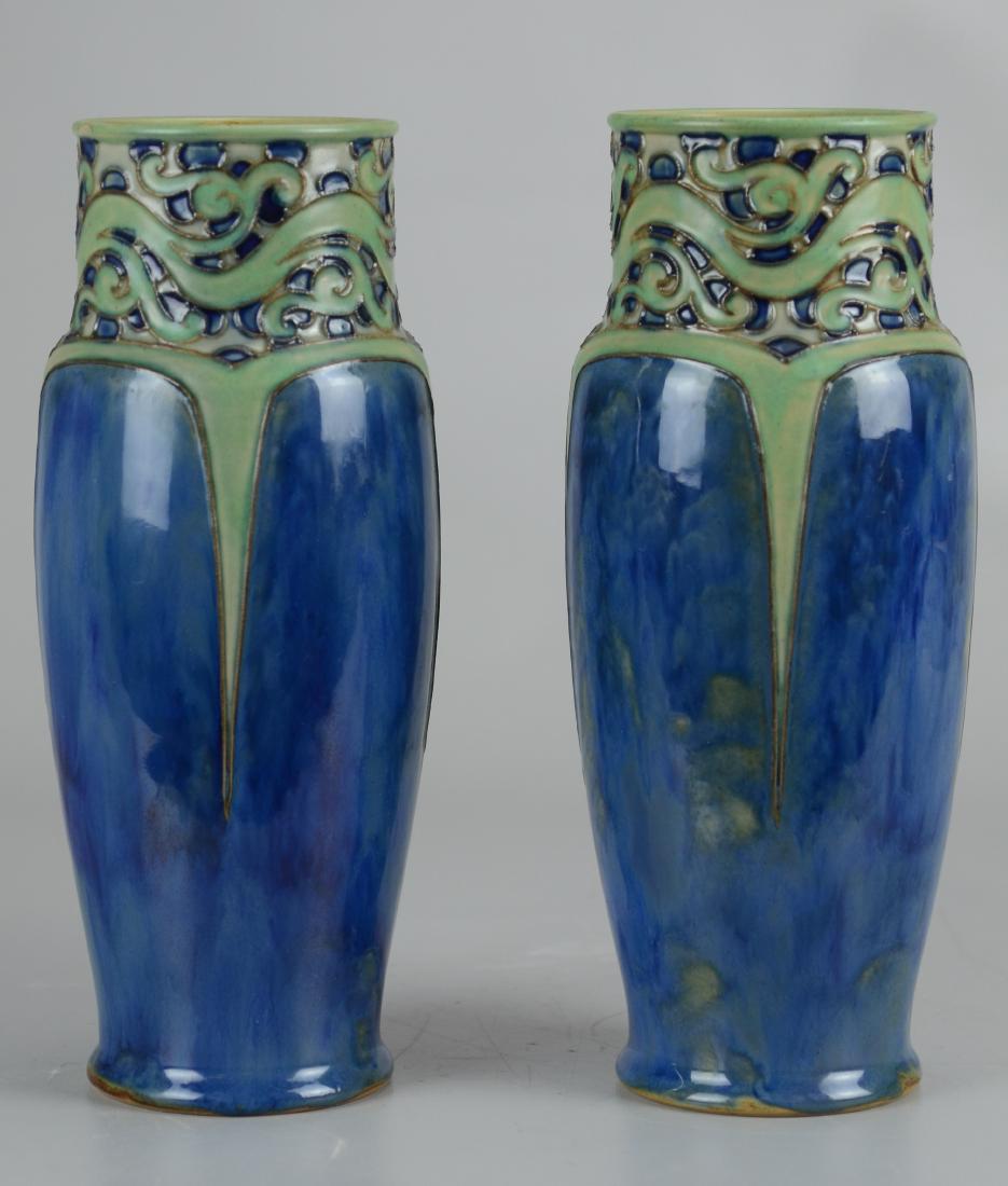 Pr Doulton stoneware decorated vases (1 of 2)