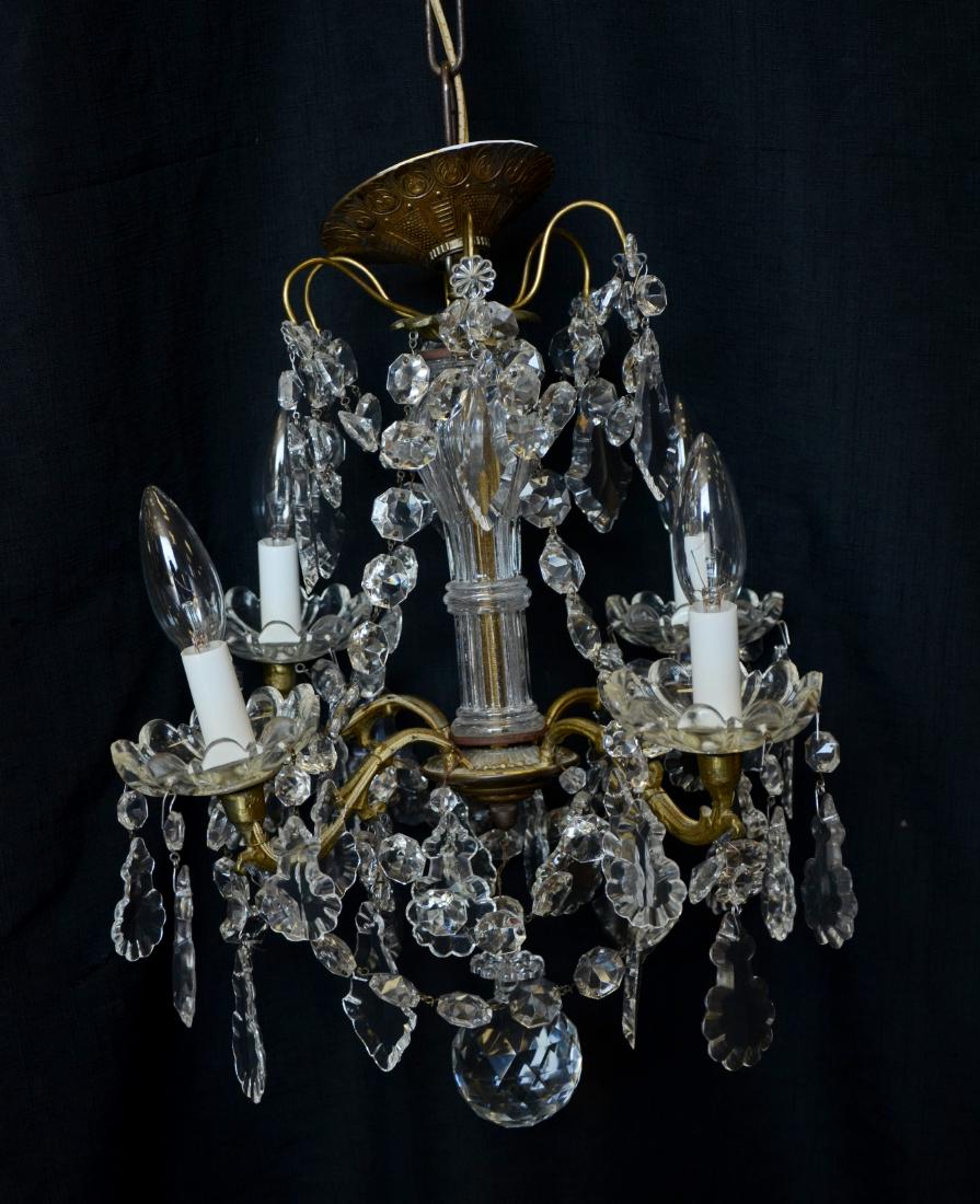 4-Arm Brass & Crystal Chandelier (1 of 1)