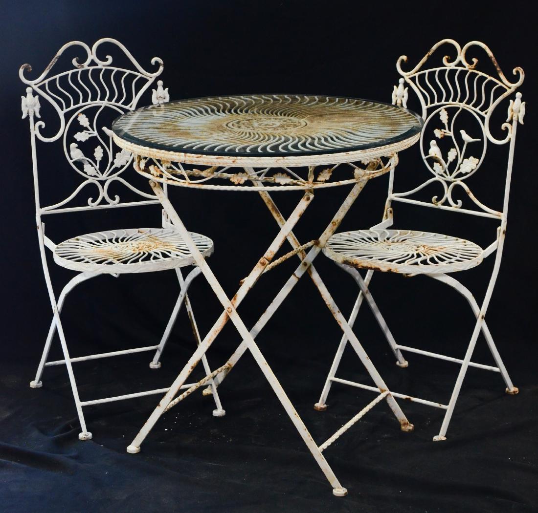 (3) pc wrought iron folding patio set, the table top (1 of 3)