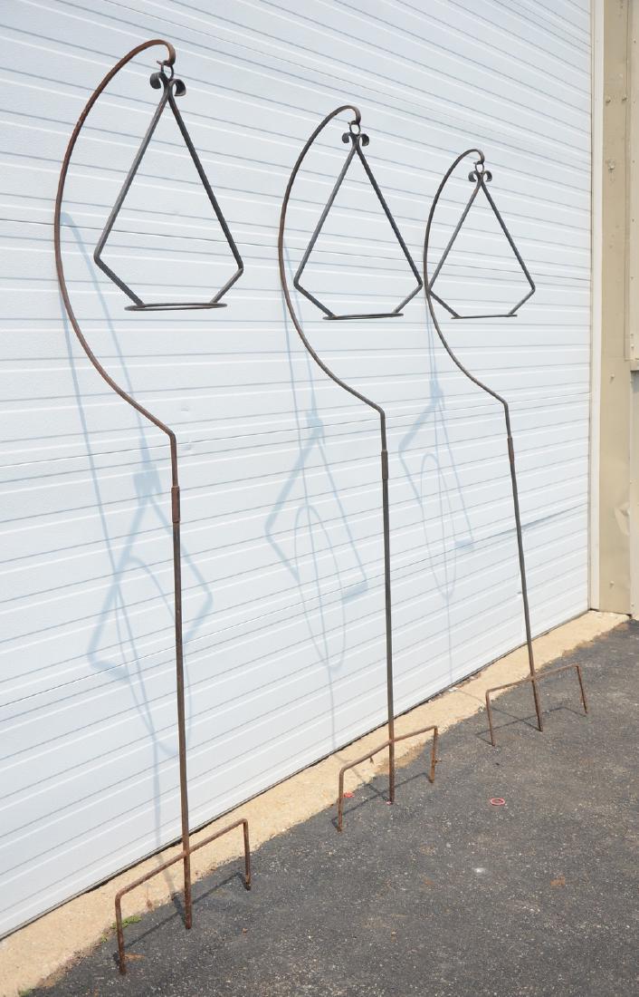 (3) Wrought iron in-ground garden shepherd hooks with (1 of 3)