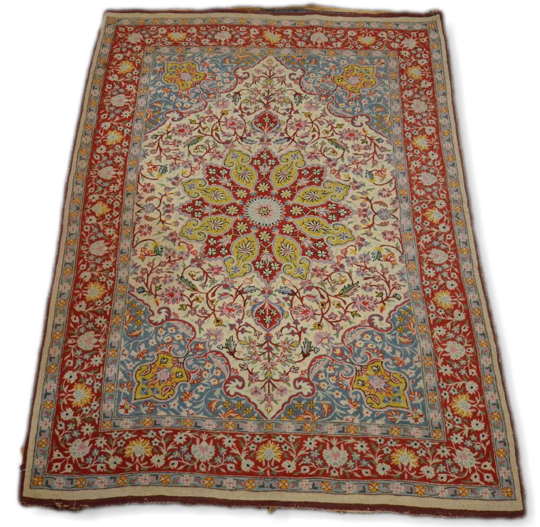Handmade crewelwork rug with Tabriz design (1 of 3)