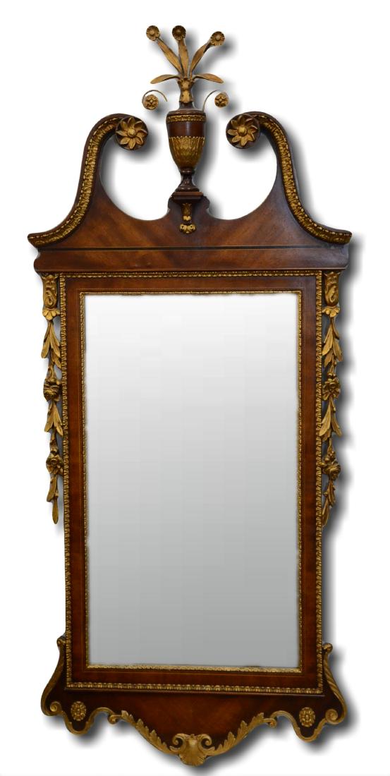 French style gilt carved & burl walnut mirror (1 of 1)