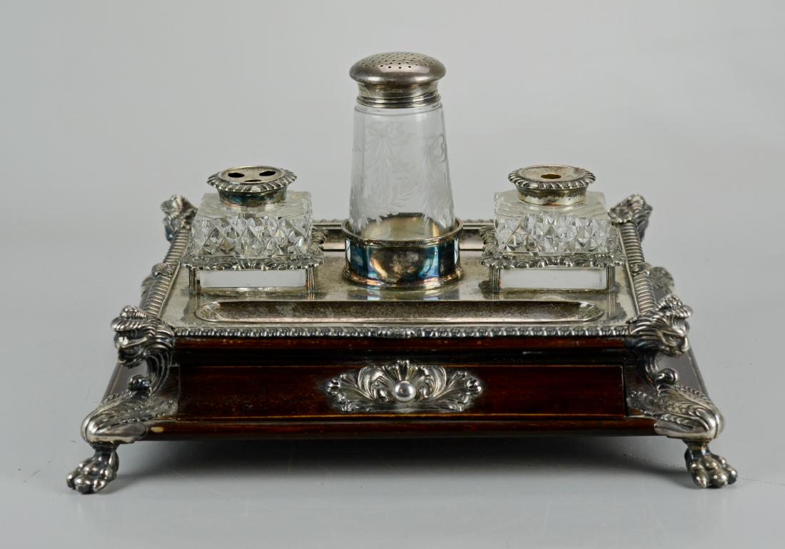 Sheffield Ambassador SP & mahogany inkstand (1 of 1)