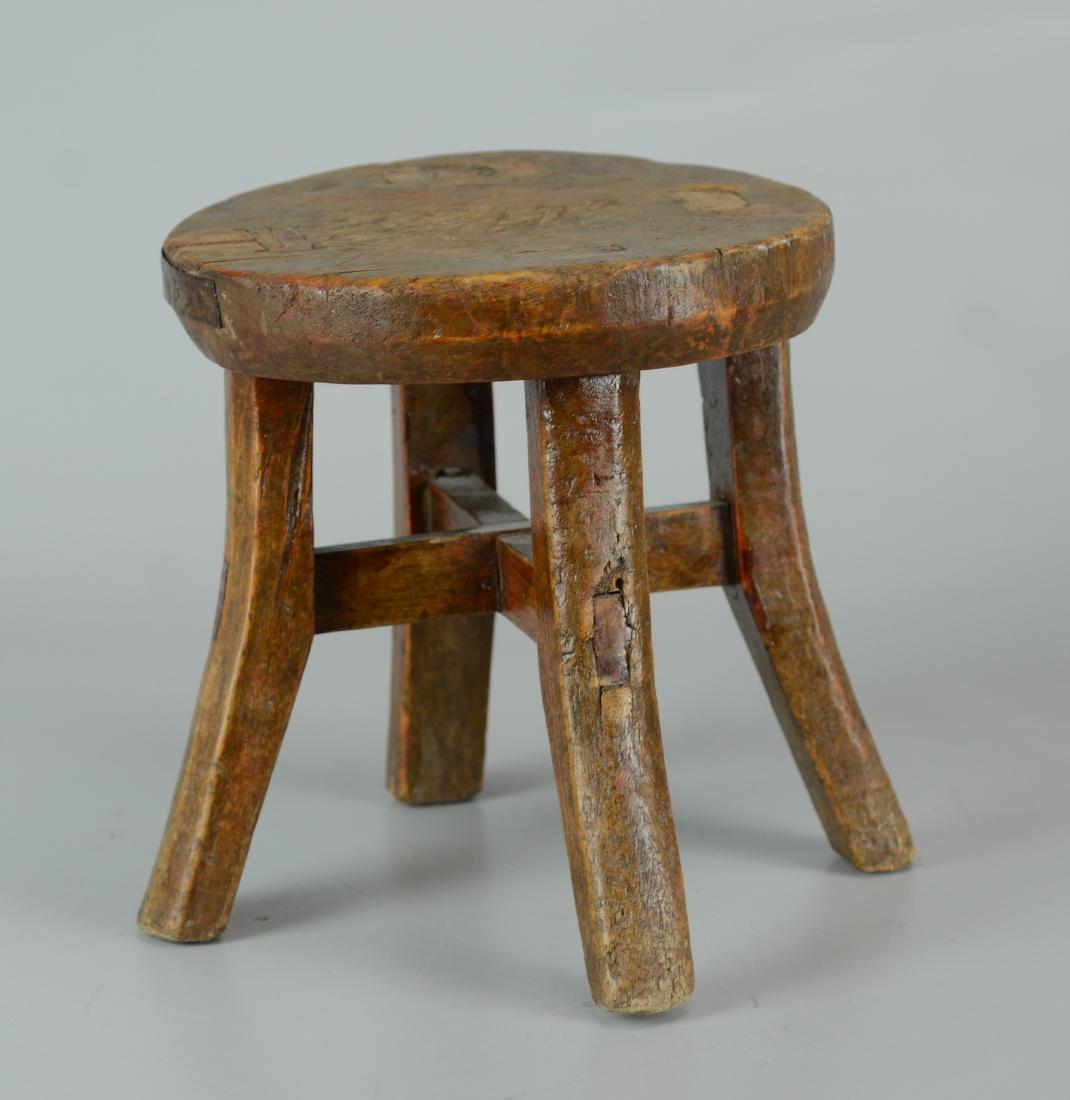 Primitive small round wood stool (1 of 4)